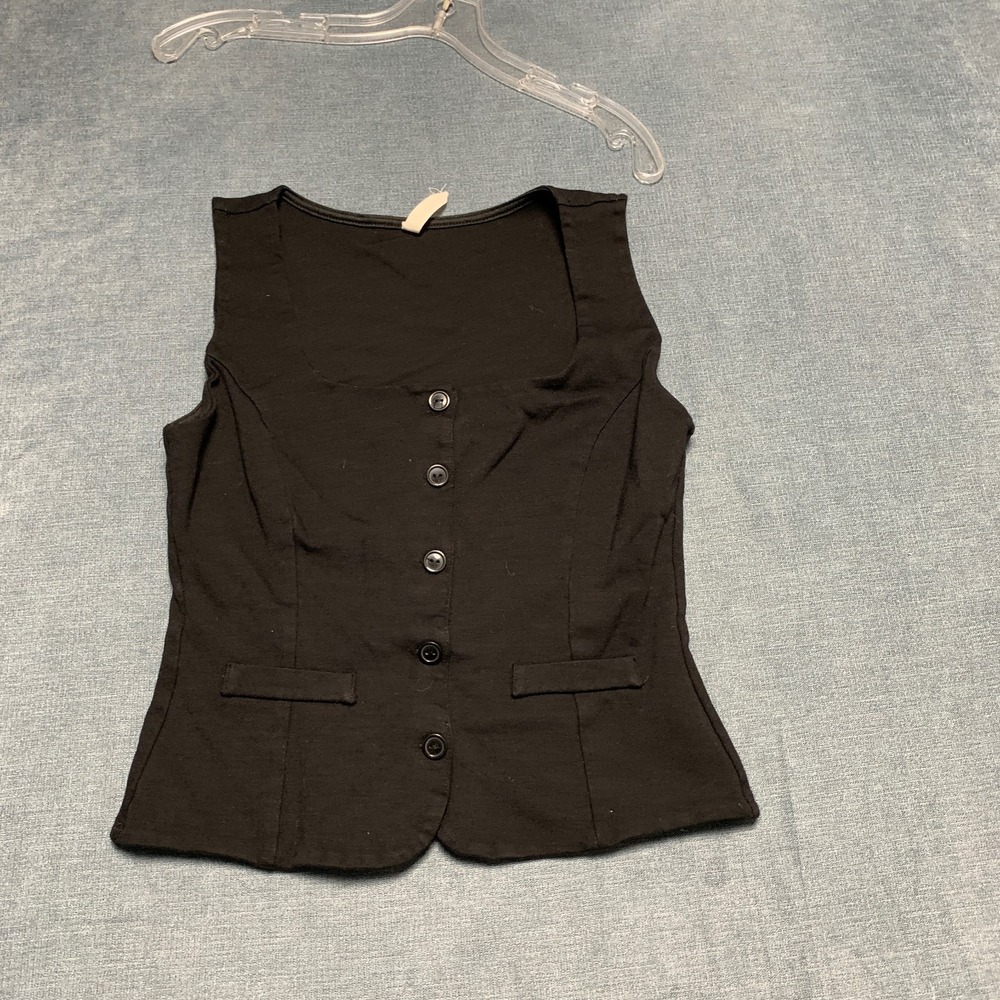 Chocolate Vest Womens Dark Brown Linen Rich Thick Strap Square Neck Front Button